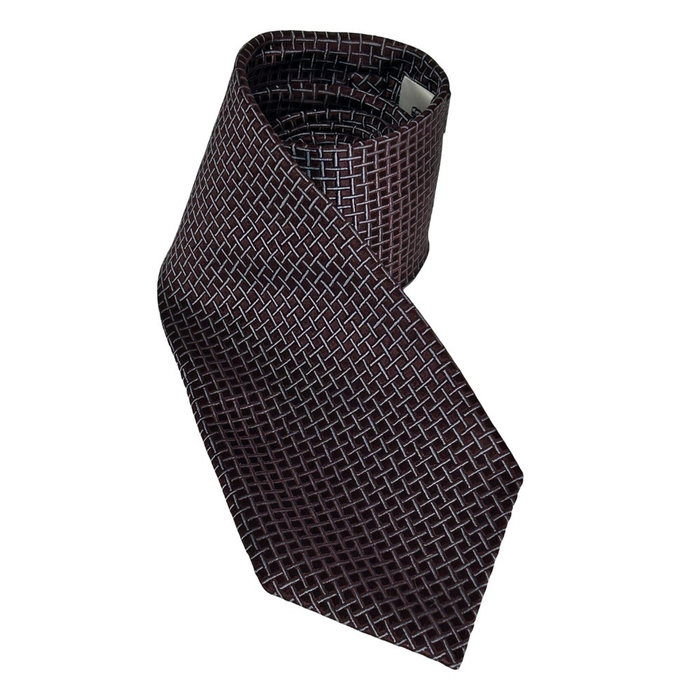 Giorgio Armani Necktie Tie Classic Luxury Window Pane Sheen 100% Silk Made Italy